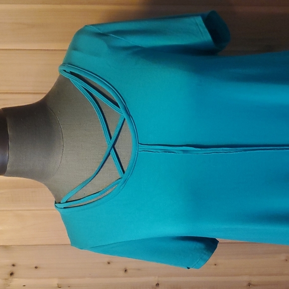 Terre Blue teal tunic flowy top - Picture 3 of 8